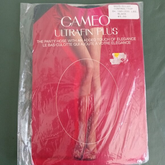 Cameo Ultrafine Plus Panty Hose Stocking 70's Night Shade 160-200 lbs Vintage - Picture 2 of 10